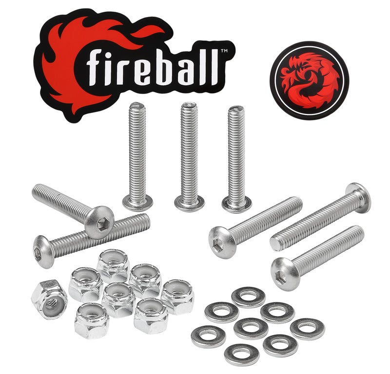 Fireball Dragon Stainless Steel Skateboard Hardware Set (1.5", Button Allen) - Image 1
